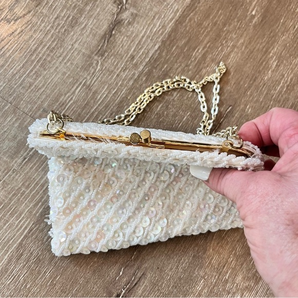 Vintage Glass Beaded Purse Plastic Sequins Rayon Interior Cocktails Party - Picture 7 of 10